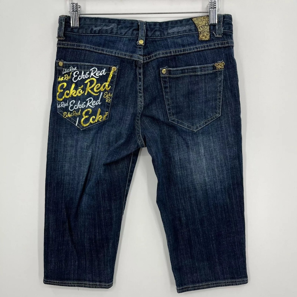 Ecko Red Denim Shorts Women's 29 Blue Bermuda Knee‎ Length Vintage Retro Y2K